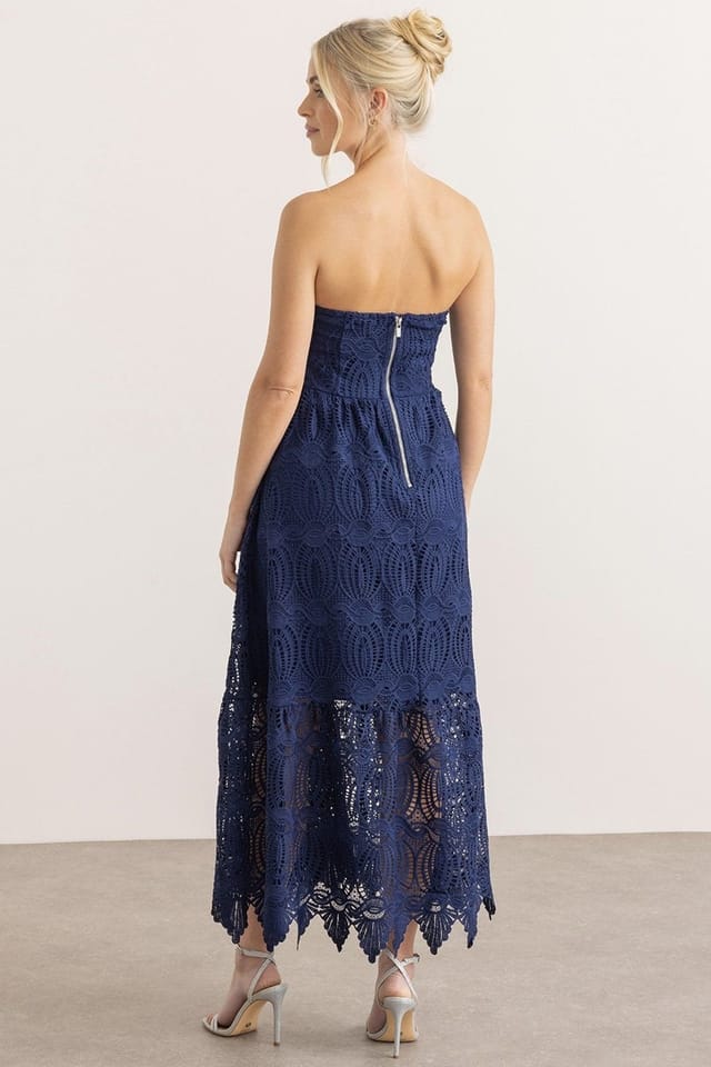Klass. Klass. Women's Bandeau Crochet Lace Maxi Dress in Midnight - 3