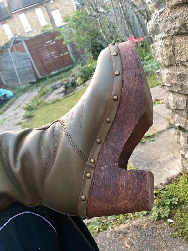 Topshop Vintage Leather Platform Clog Boots