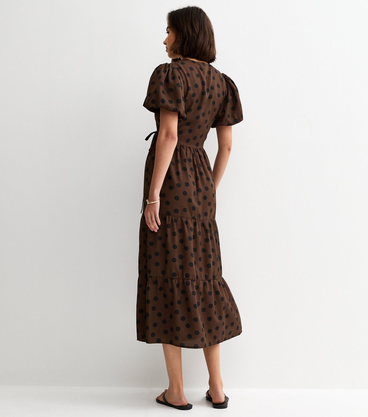New Look Women's Brown Crepe Spot Print Wrap Midi Dress New Look - 4