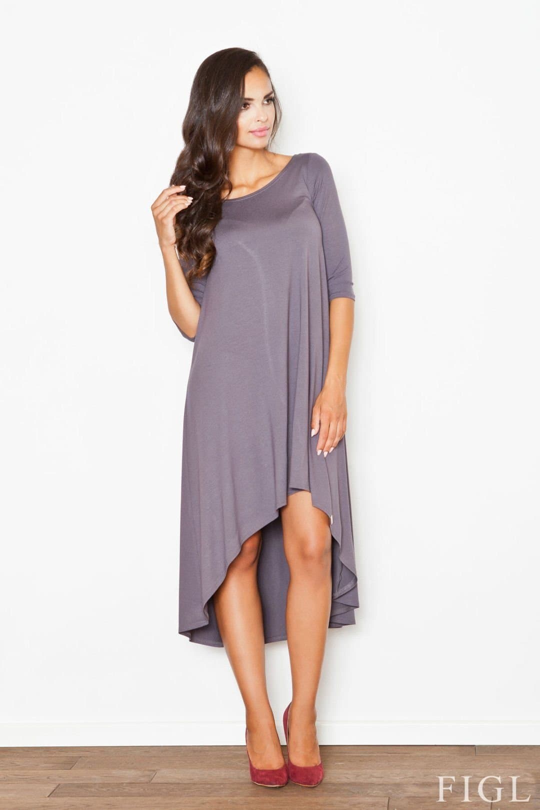 Love Lace Love Lace Women's Casual Elegant Boat Neck Day Dress in Grey