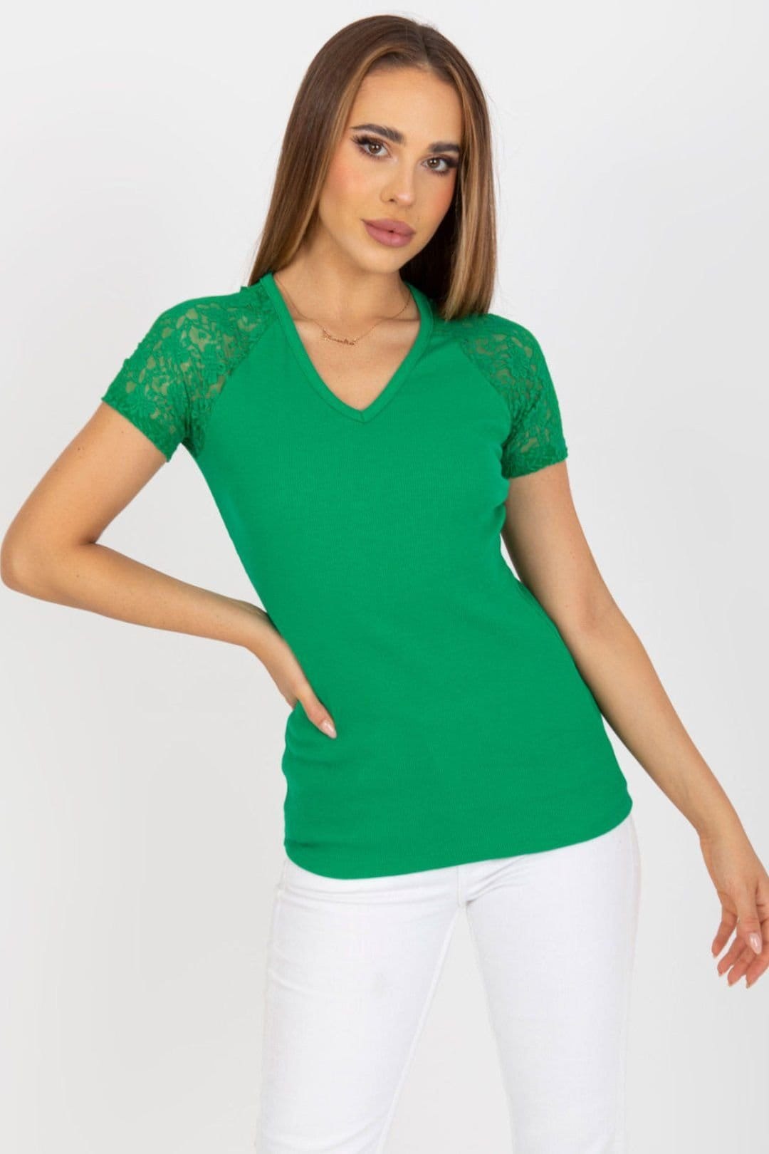 Love Lace Green Heart Neck Lace Blouse