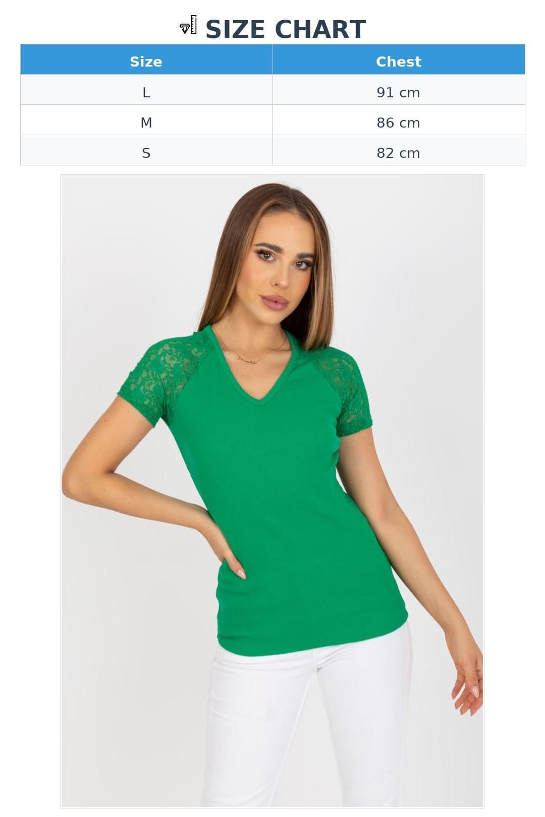 Love Lace Love Lace Women's Short Sleeve Heart Neck Lace Blouse in Green - 4