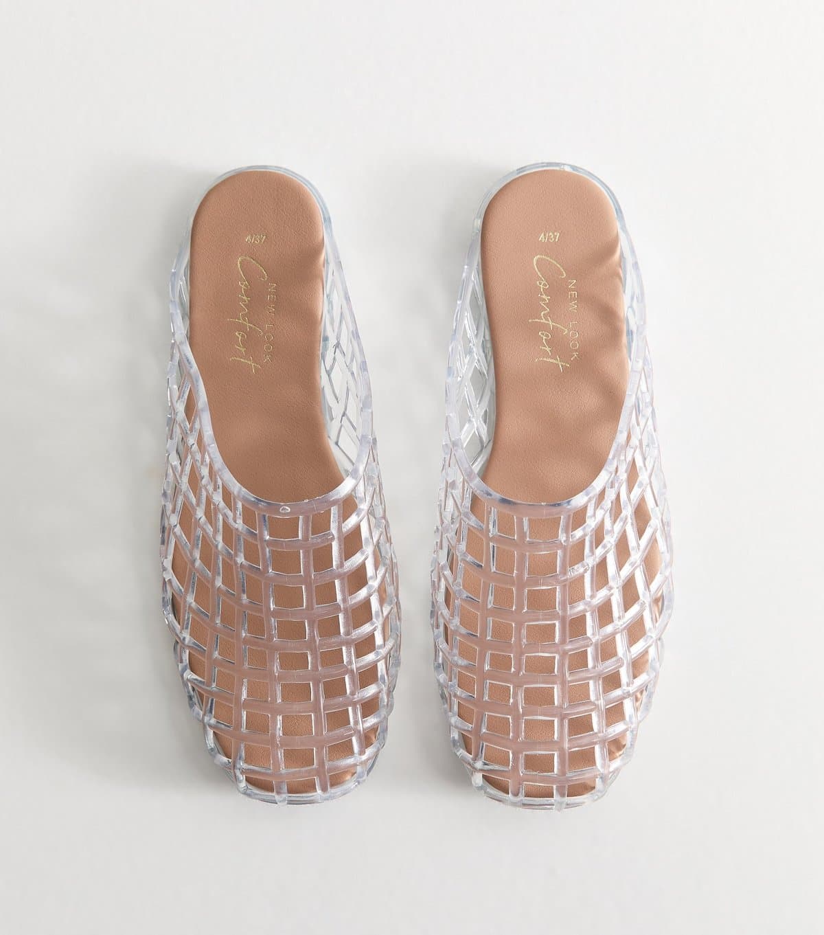 New Look Women's Clear Lattice Jelly Mules Vegan New Look