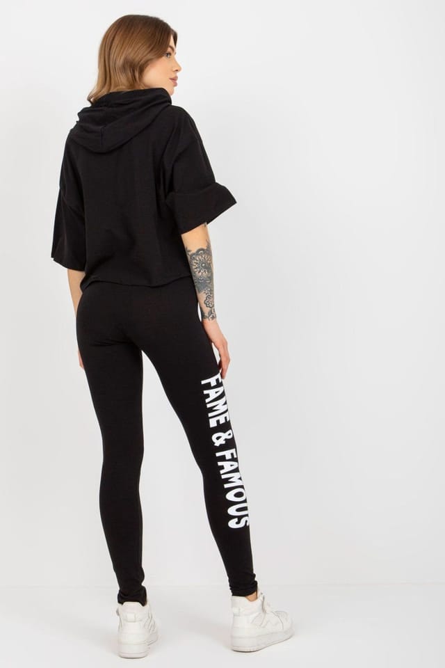 Love Lace Love Lace Women's Hooded Sweatshirt & Leggings Set with Print in Black - 3