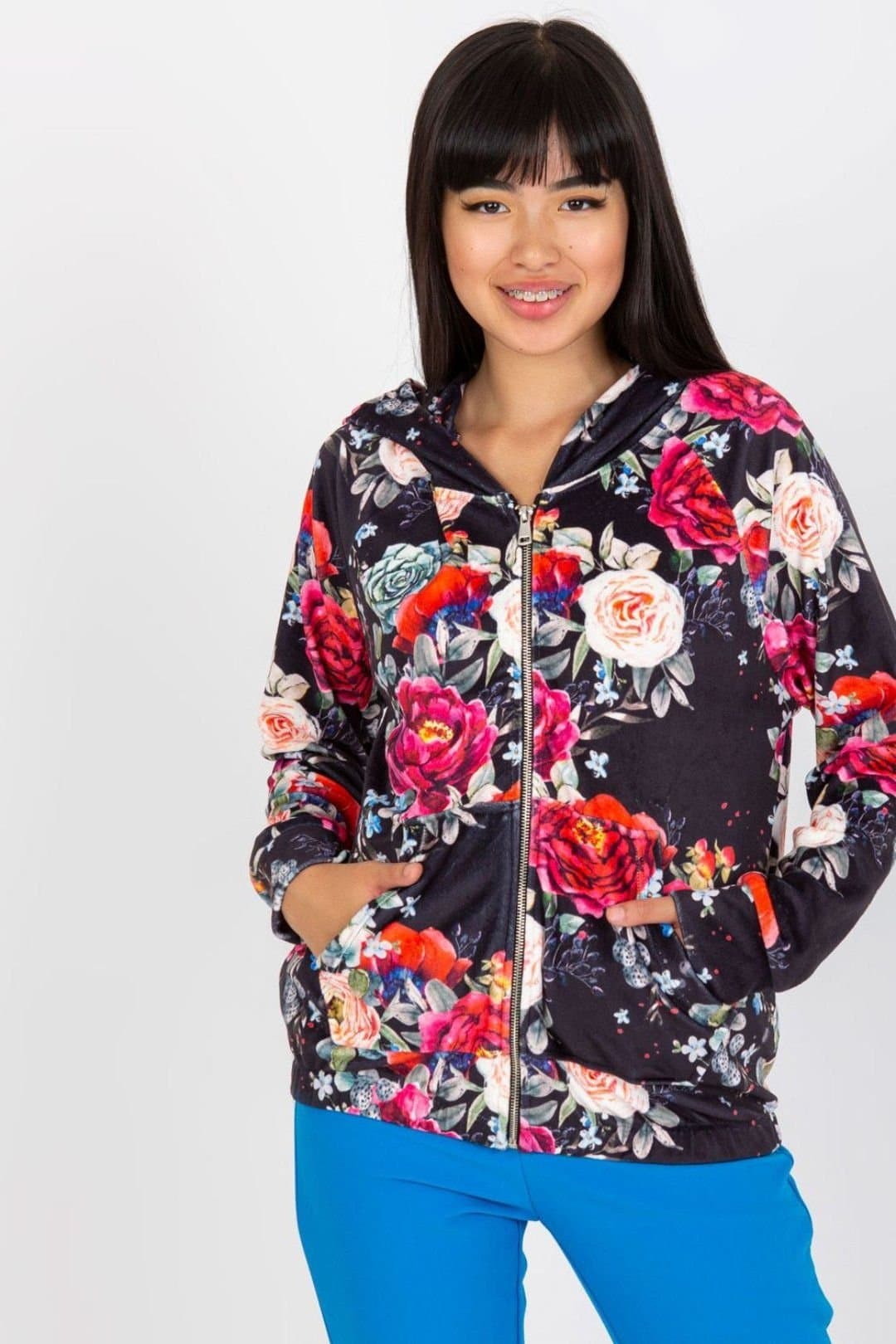 Love Lace Love Lace Women's Paris Rue Zippered Hooded Sweatshirt in Black
