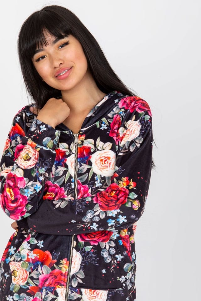 Love Lace Love Lace Women's Paris Rue Zippered Hooded Sweatshirt in Black - 2