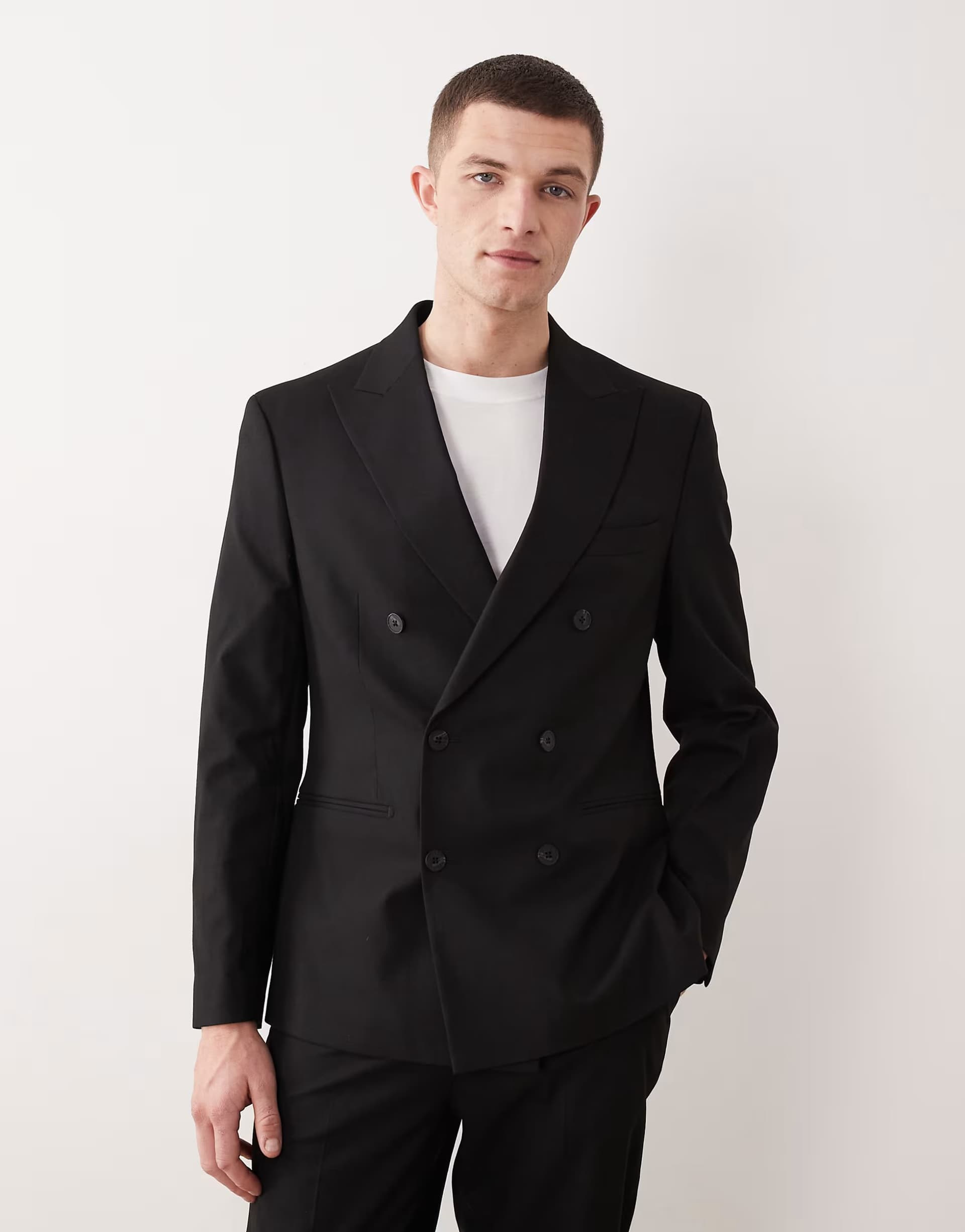 ASOS ASOS DESIGN slim double breasted suit jacket in black