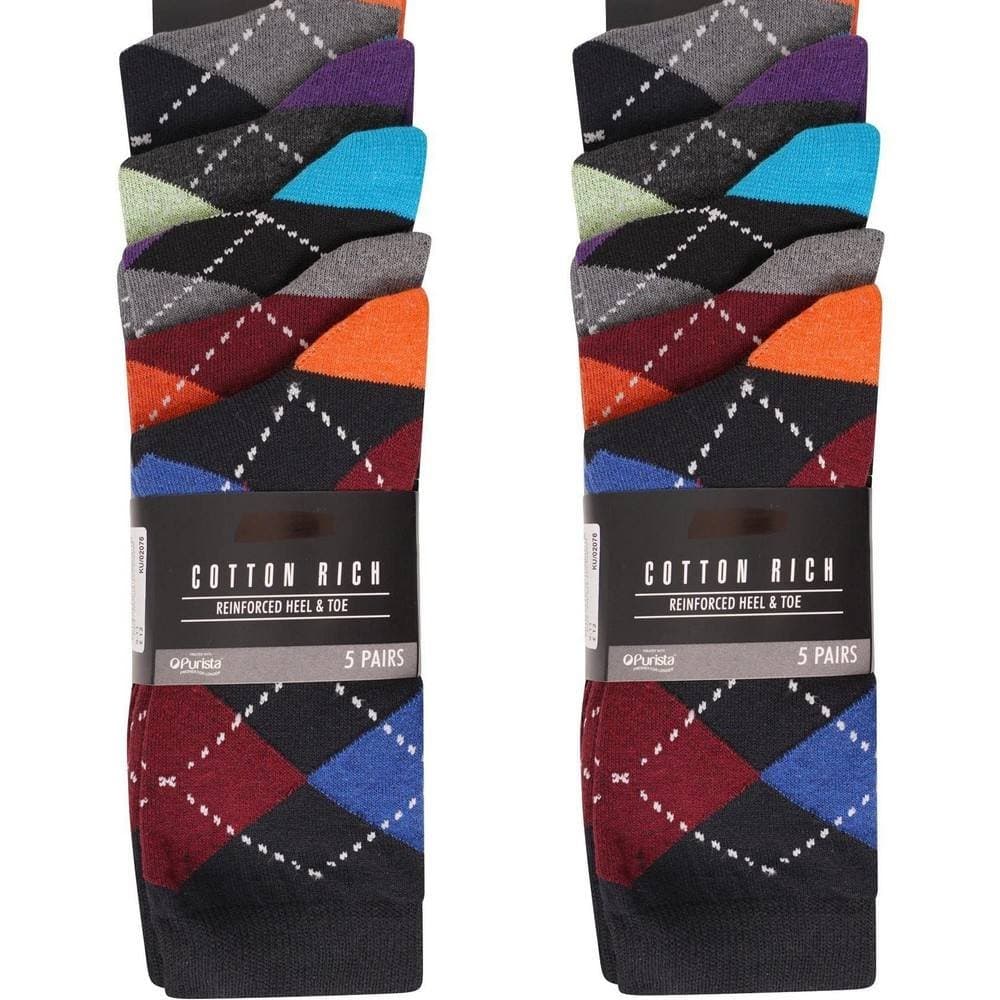 Ex Store Ex Store Men's Argyle Cotton Socks (Pack of 10)