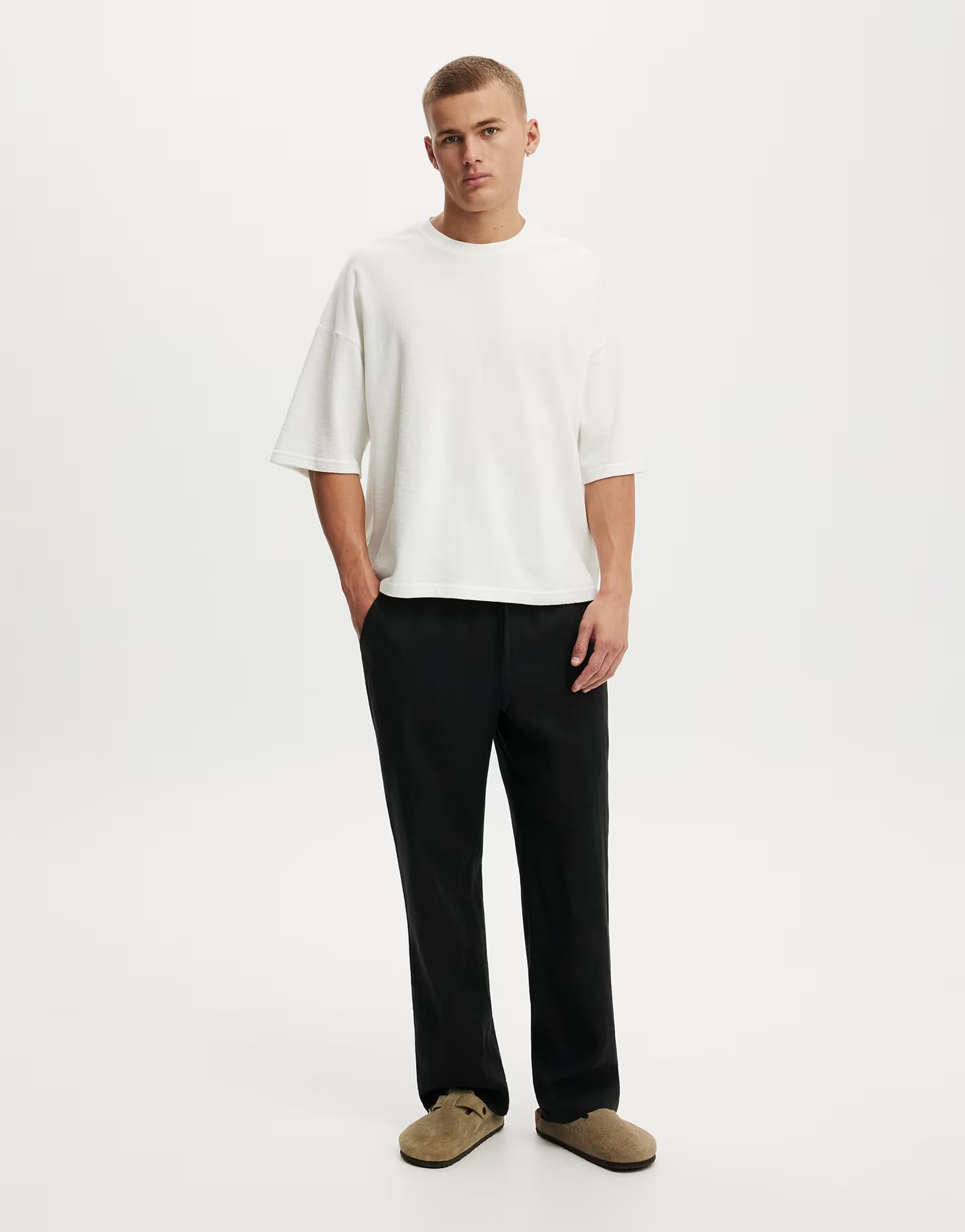 ASOS Cotton On Baggy linen pant in black