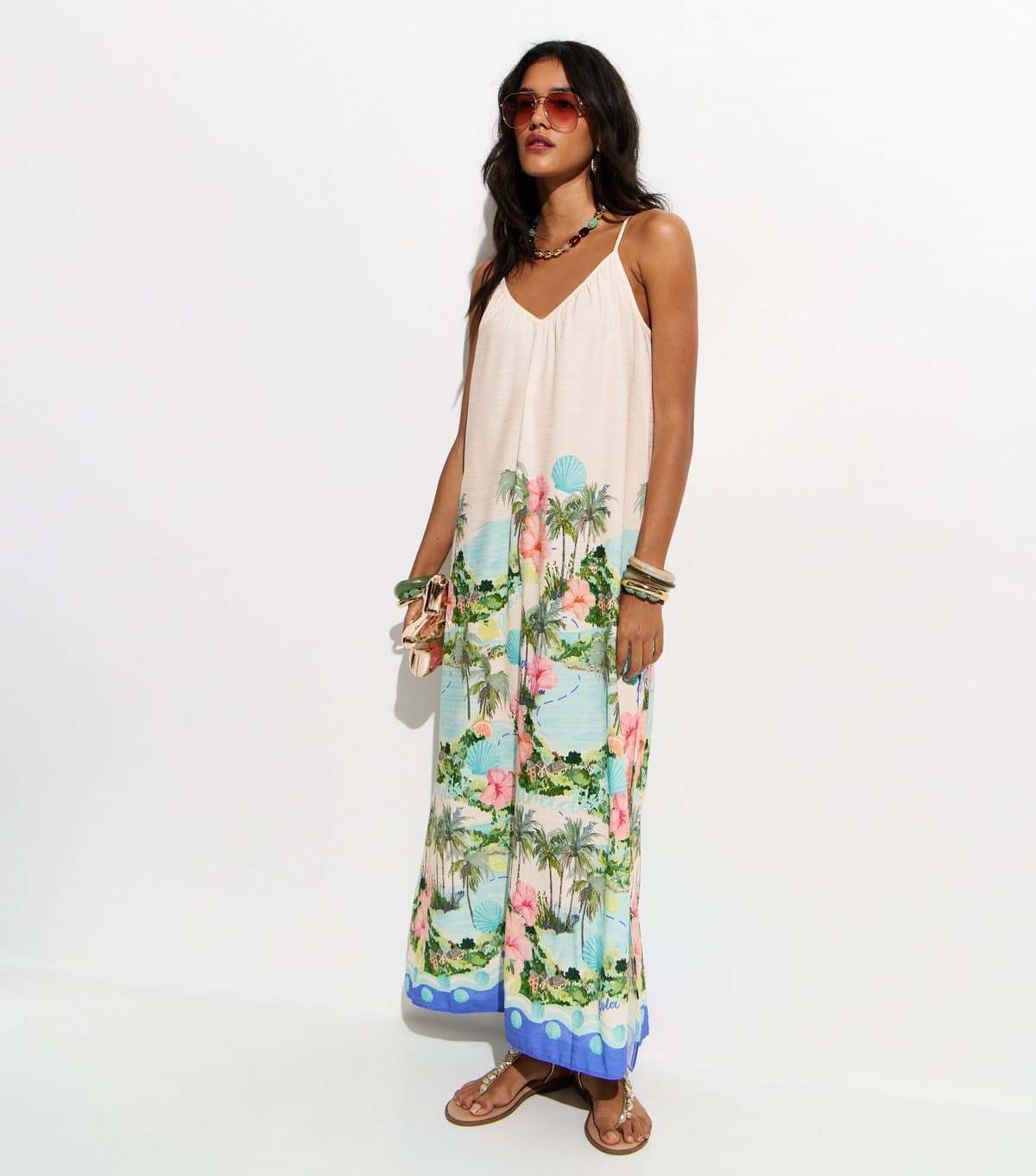 New Look Women's White Tropical Beach Maxi Dress New Look