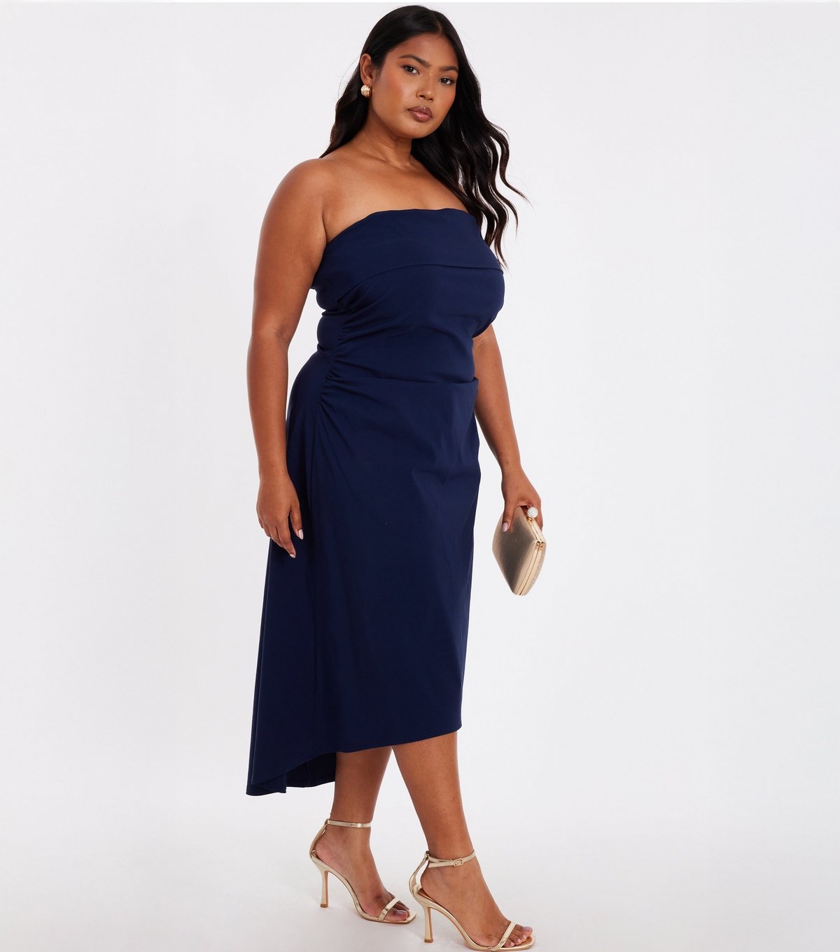 Quiz Women's Plus Size Navy Bandeau Midi Dress Curves Quiz New Look - 2