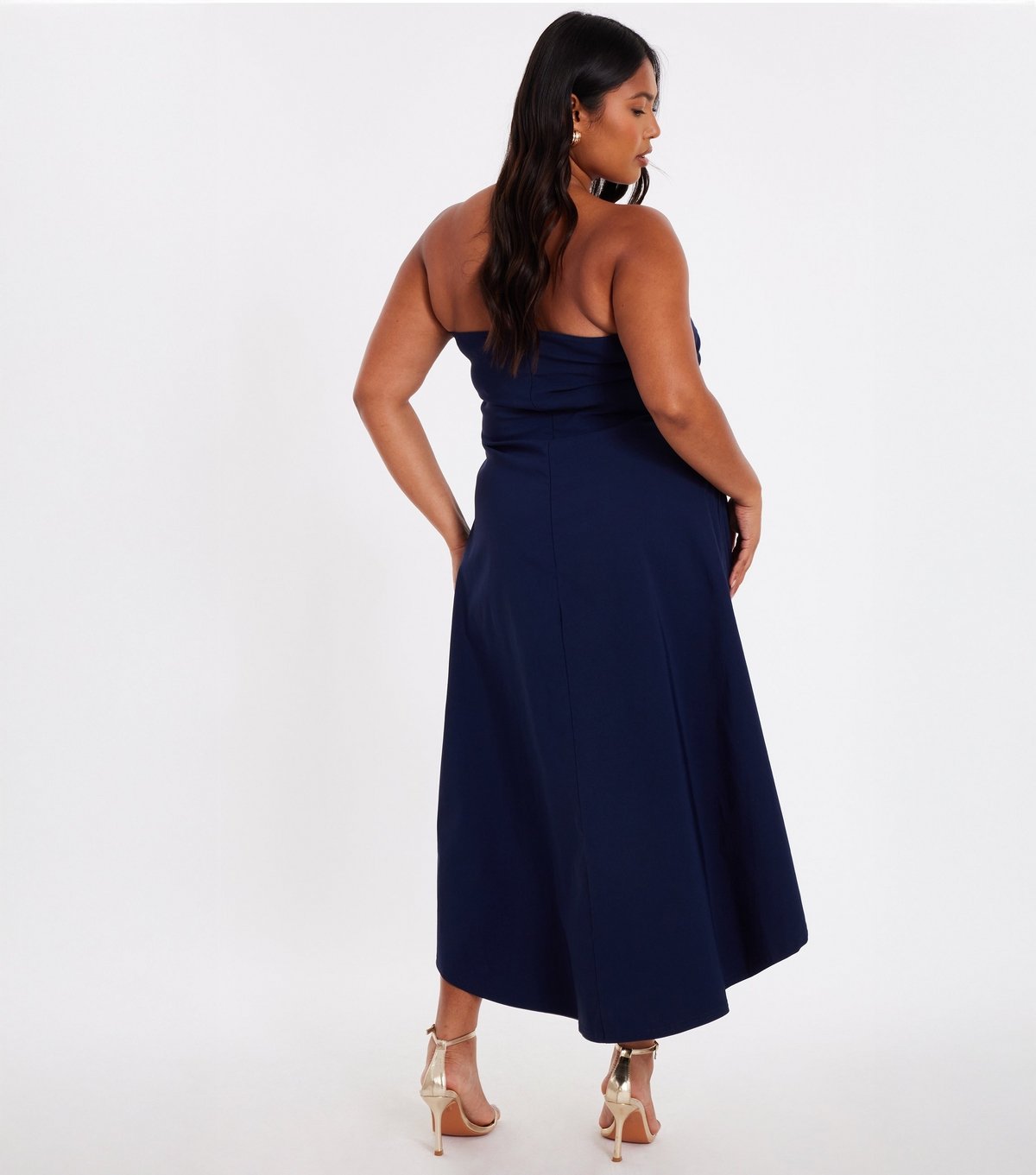 Quiz Women's Plus Size Navy Bandeau Midi Dress Curves Quiz New Look - 3