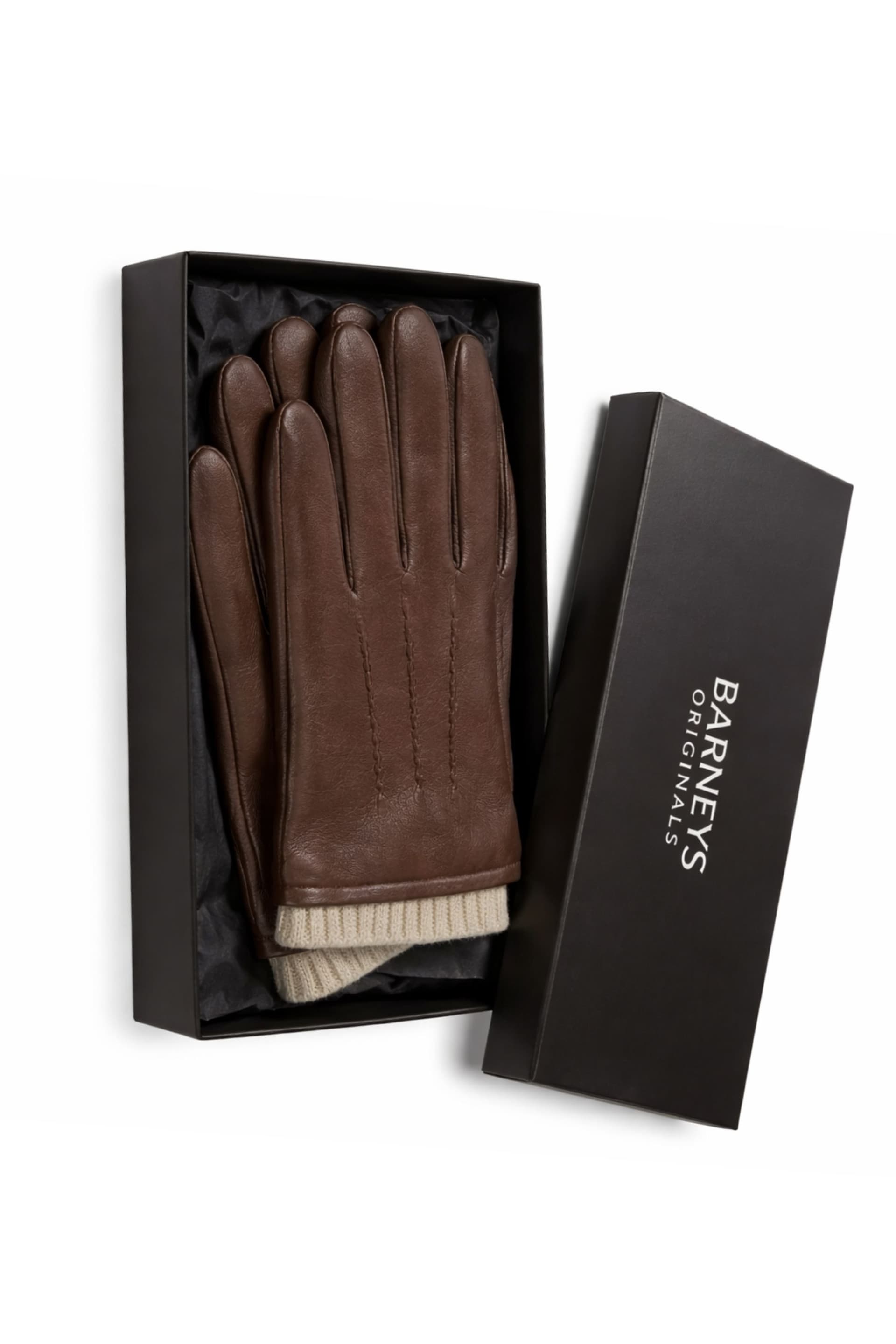 Barneys Originals Barneys Originals Brown Leather Gloves in Gift Box
