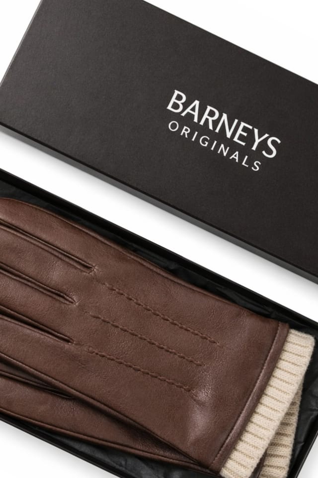 Barneys Originals Barneys Originals Men's Gift Boxed Real leather Gloves in Brown - 2