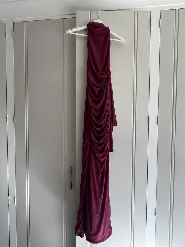 ASOS ASOS burgundy mesh maxi dress halter neck