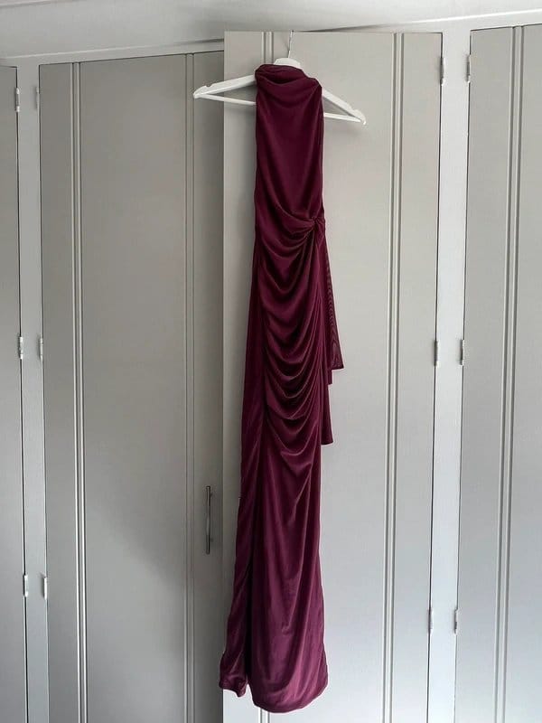 ASOS ASOS burgundy mesh maxi dress halter neck - 1