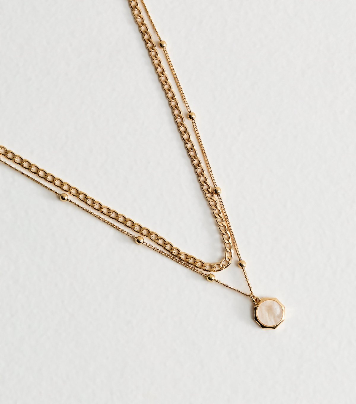 New Look Double Layer Chain Circle Enamel Charm Necklace New Look - 3