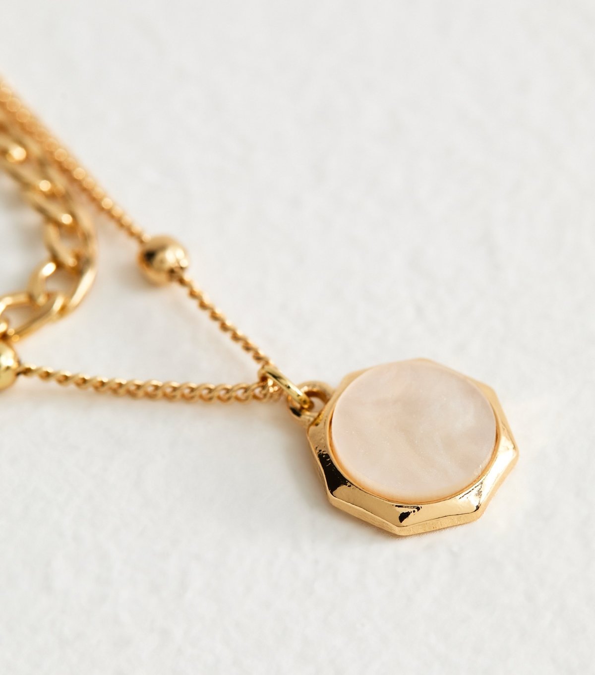 New Look Double Layer Chain Circle Enamel Charm Necklace New Look - 4