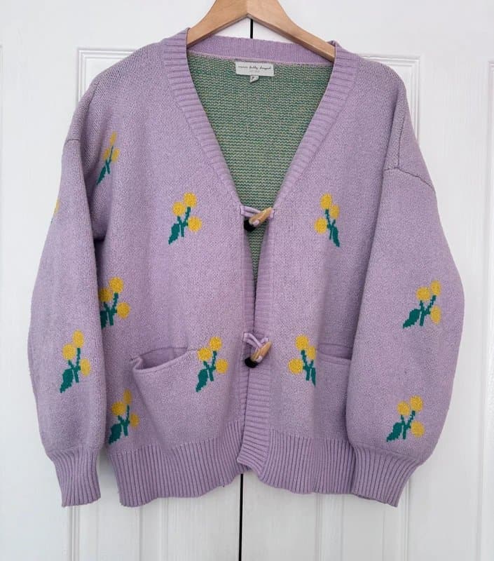 Never Fully Dressed Never Fully Dresses Summer Cardigan - Esi Knit - Lilac & Yello Fruits - S - Viscose