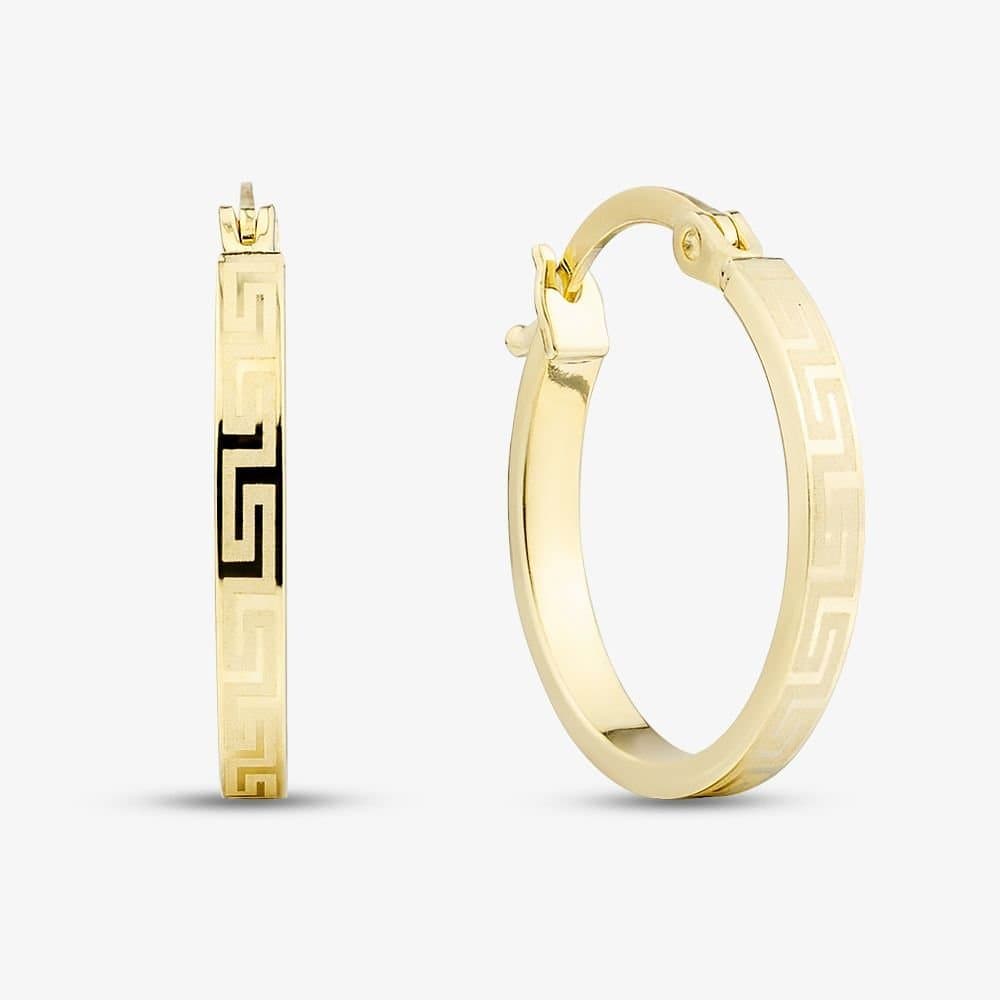 T.H.Baker T.H.Baker Women's 9ct Yellow Gold Patterned Hoop Earrings E-RTGS-21515-9Y