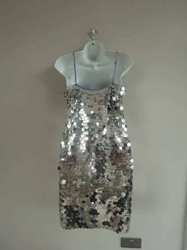 Whistles *NEW * (shop floor) Whistles Silver Sequin Disc Mini Dress RRP €245 - UK 10