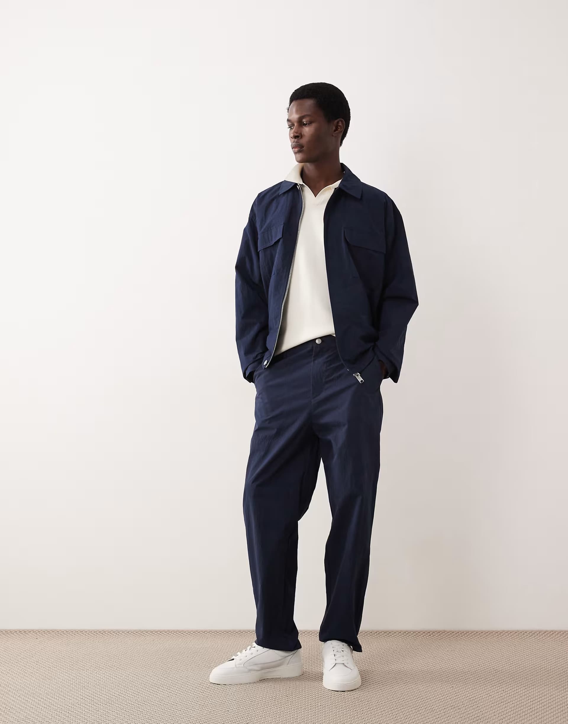 ASOS ASOS COLLECTIVE AC-B-252 carrot fit co-ord cotton nylon blend chinos in navy