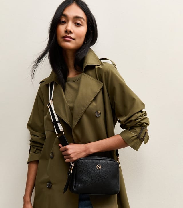 New Look Black Faux Leather Double Pocket Crossbody Bag New Look - 2