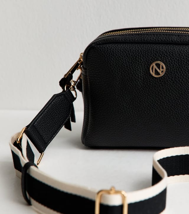 New Look Black Faux Leather Double Pocket Crossbody Bag New Look - 3