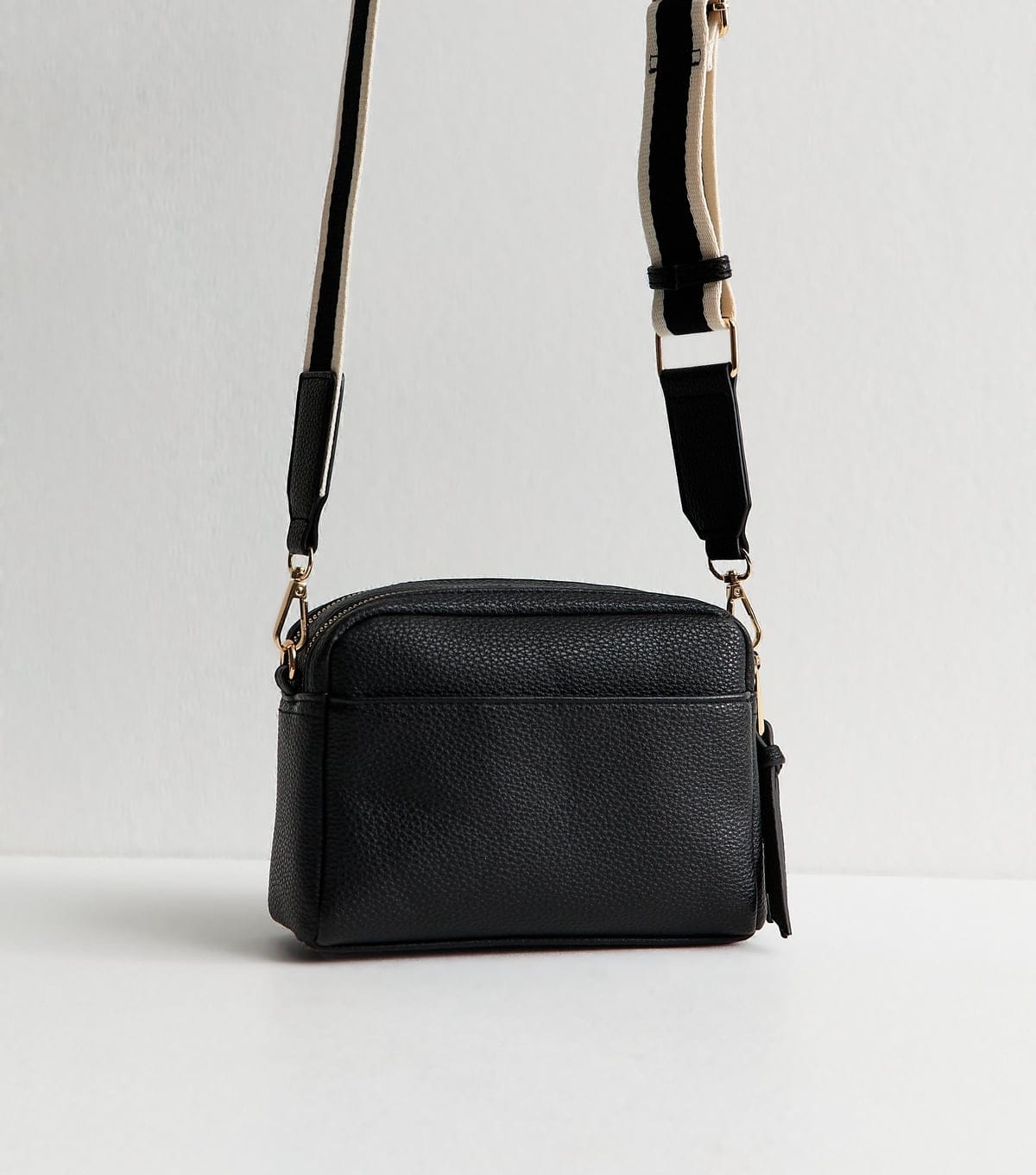 New Look Black Faux Leather Double Pocket Crossbody Bag New Look - 4