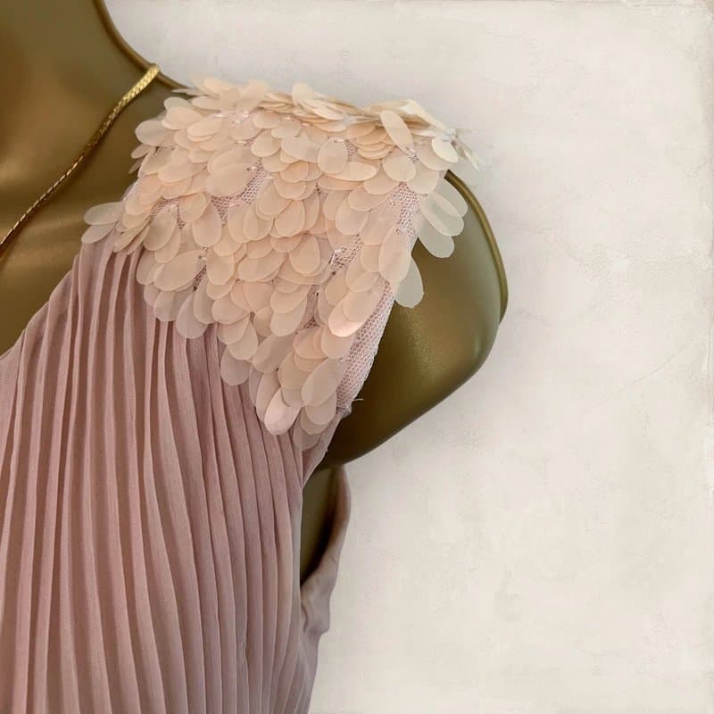 Miss Selfridge Miss Selfridge Womens Nude Blush Pleated Sequin Sleeveless Maxi Dress Prom UK 8