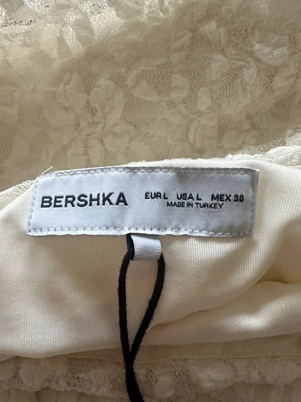 Bershka Cream Lace Bandeau Dress