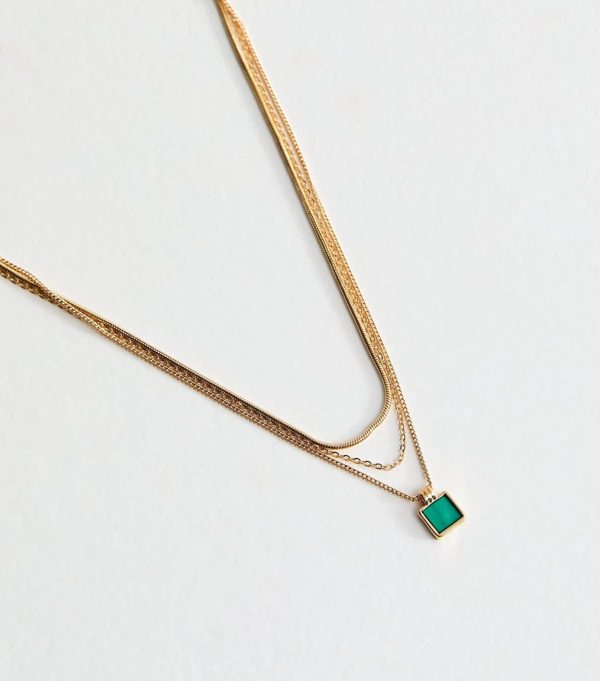 New Look New Look Gold Tone 3 Layer Square Pendant Necklace