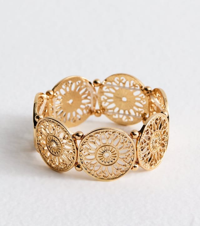 New Look Gold Tone Circle Stretch Bracelet New Look - 3