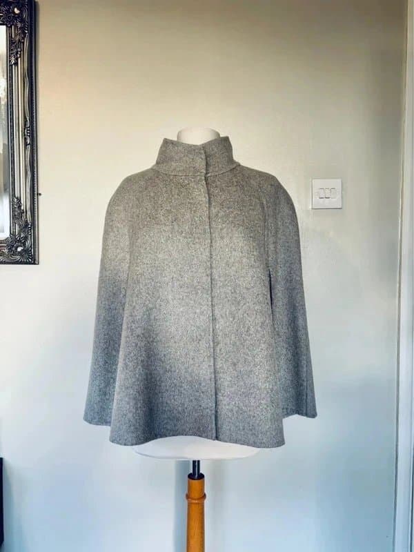 Laura Ashley Laura Ashley soft grey wool blend cape poncho - size 10