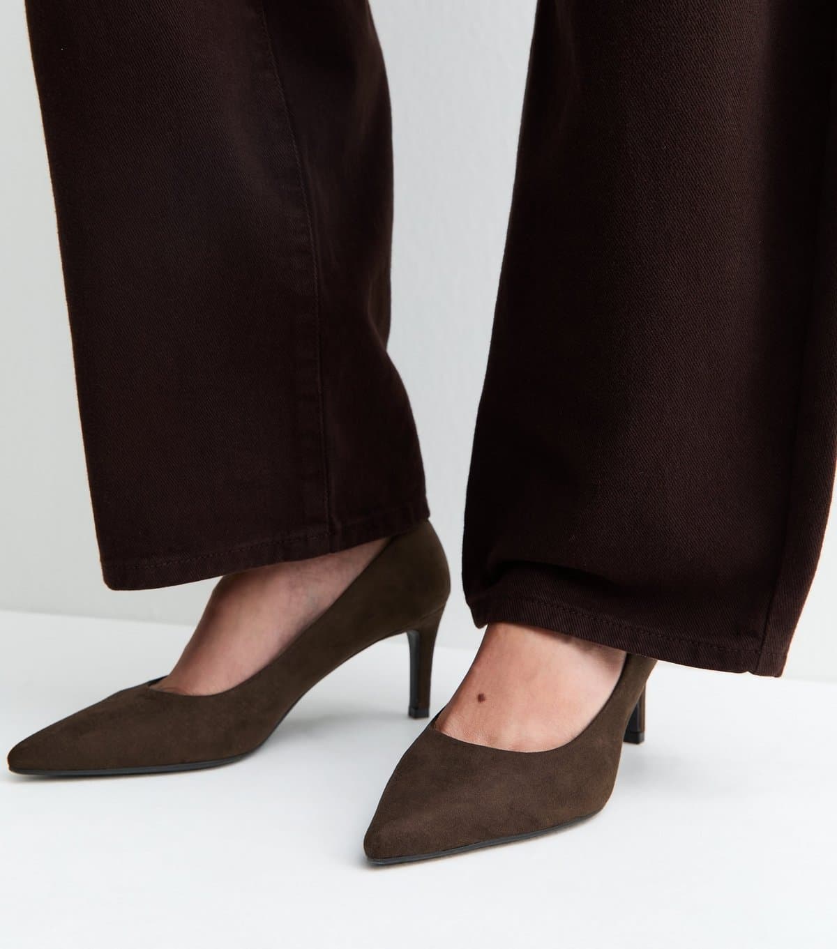 New Look New Look Dark Brown Faux Suede Pointed Toe Pumps