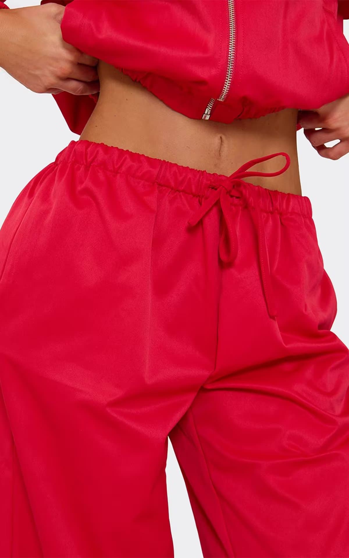 EGO Low Rise Wide Leg Joggers In Red, Women's Size UK 6