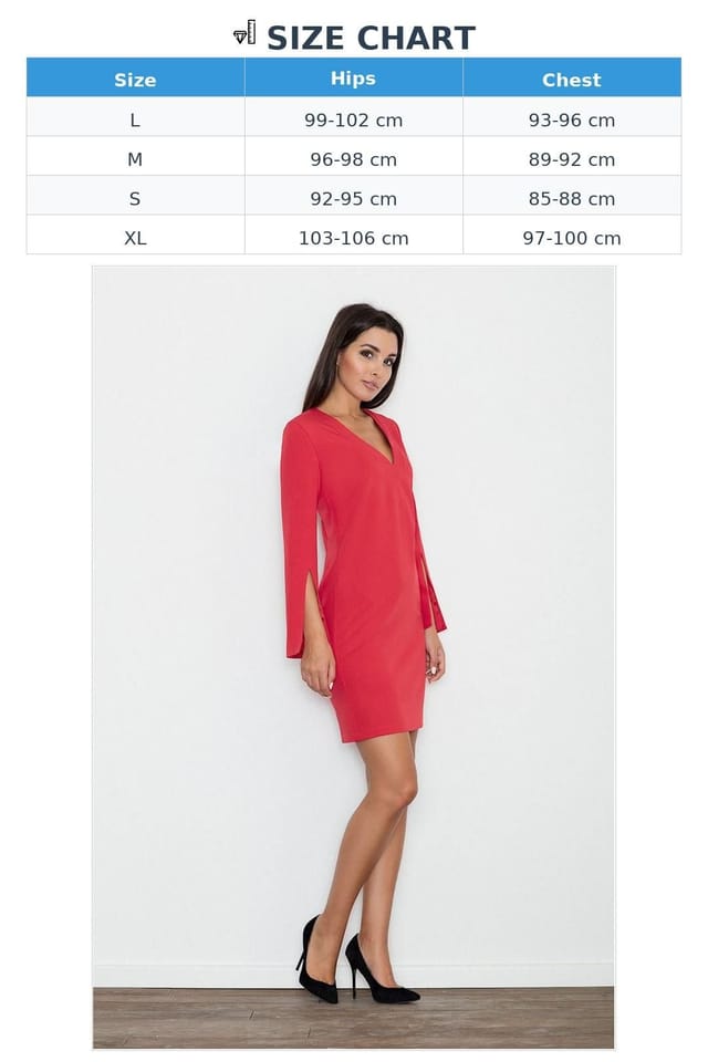 Love Lace Love Lace Women's Elegant Day Dress With Pointed Neckline in Red - 3