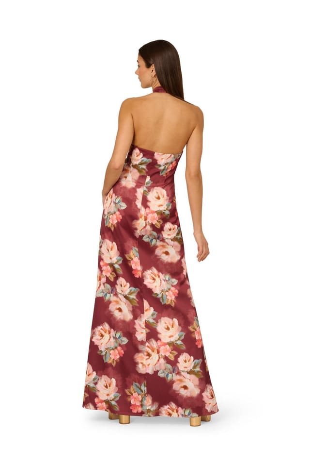 Adrianna by Adrianna Papell Adrianna by Adrianna Papell Women's Printed Satin Long Dress in Brown - 3