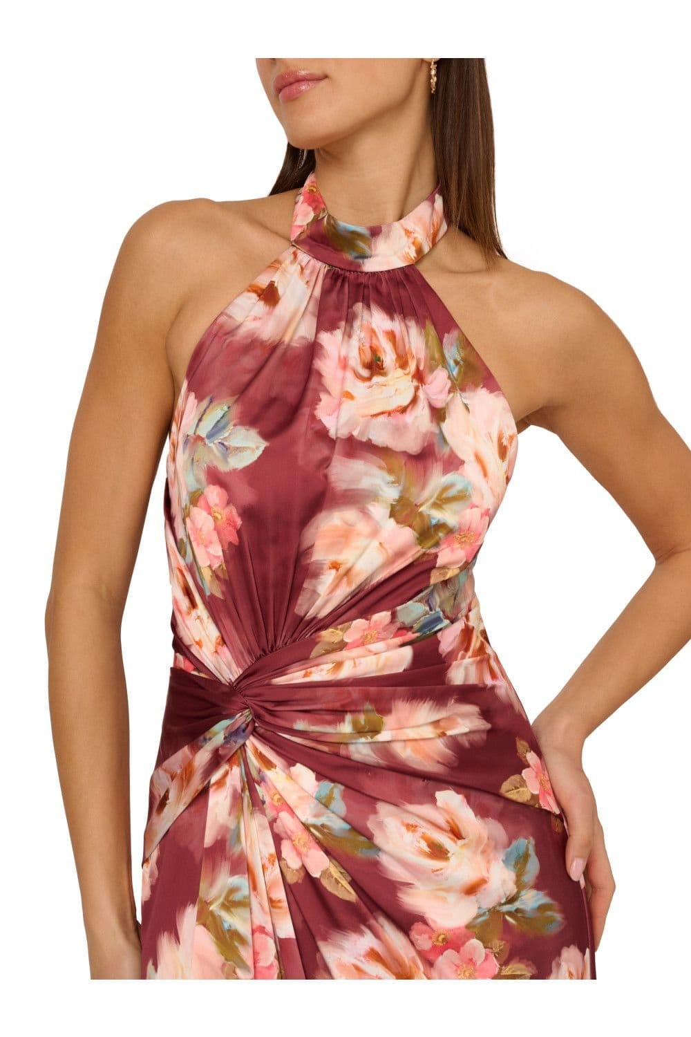 Adrianna by Adrianna Papell Adrianna by Adrianna Papell Women's Printed Satin Long Dress in Brown - 4