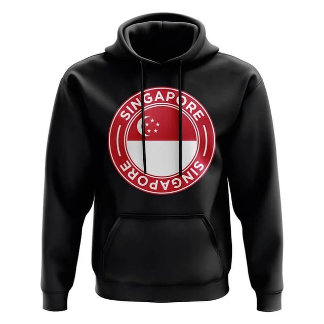 Singapore Singapore Men's Personalised Football Badge Hoodie in Black - 2