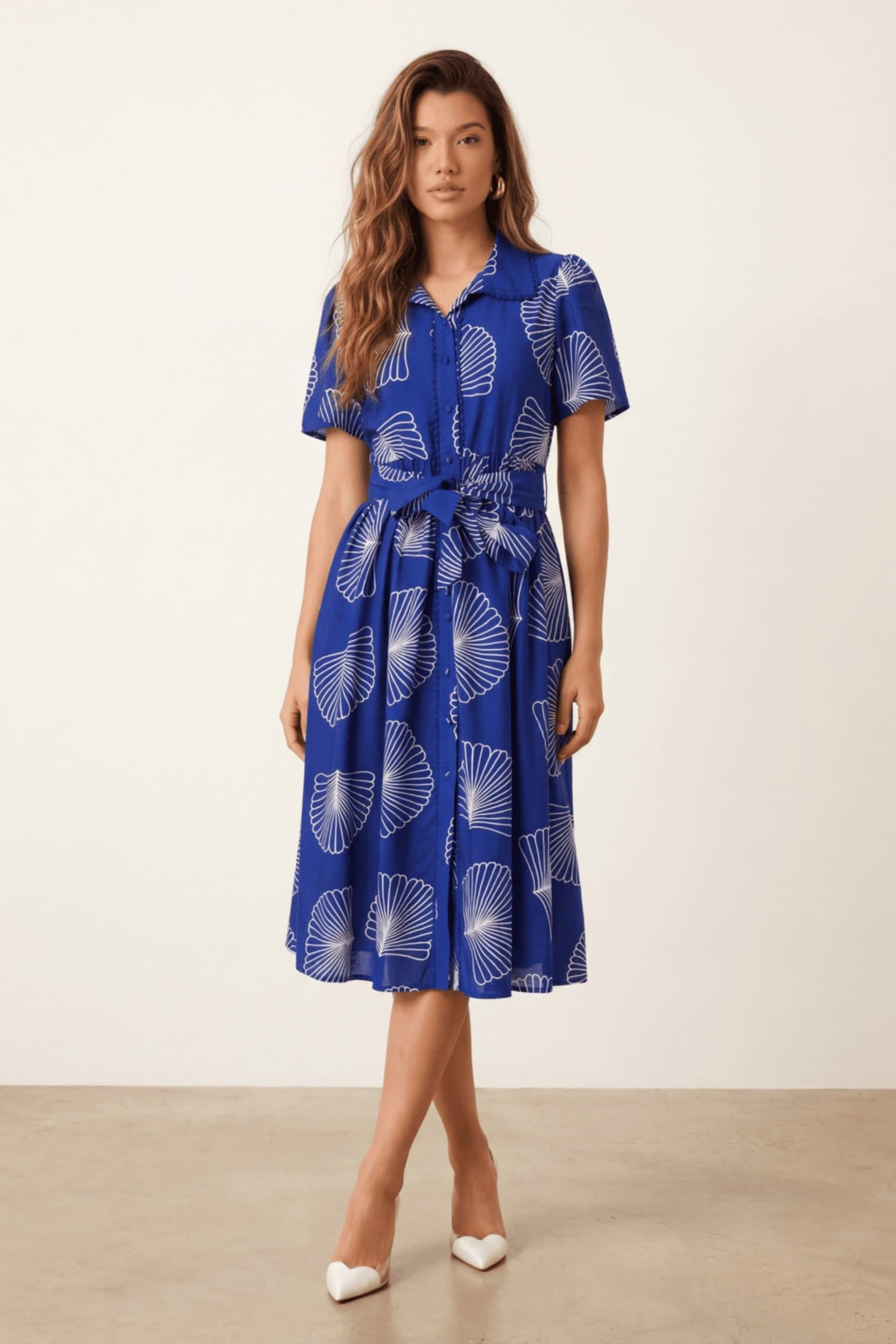 Style Cheat Style Cheat Women's Cobalt Tie-Front Shirt Midi Dress