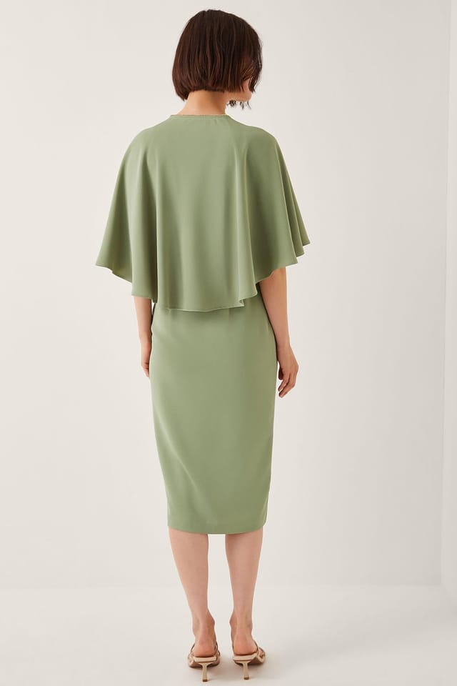 Monsoon Monsoon Women's Cassandra Cape Sleeve Midi Dress Green - 2