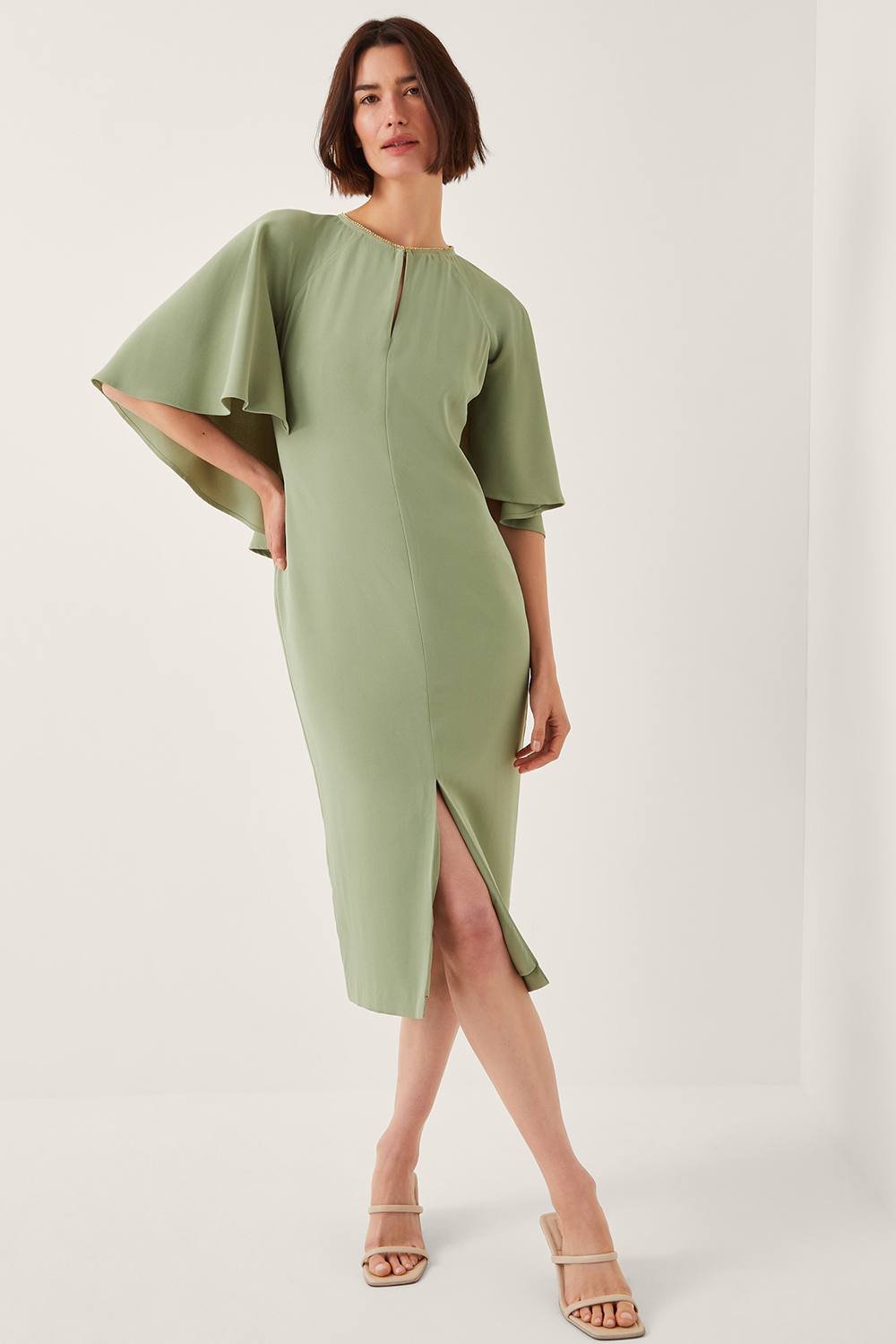 Monsoon Monsoon Women's Cassandra Cape Sleeve Midi Dress Green - 4