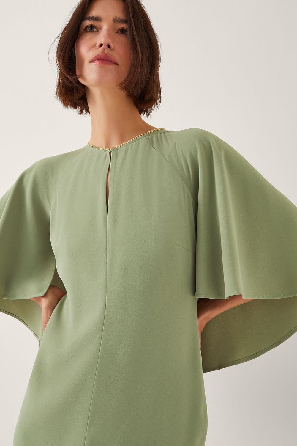 Monsoon Monsoon Women's Cassandra Cape Sleeve Midi Dress Green - 4