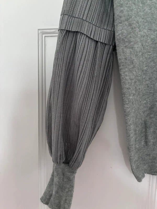 New Look New look grey jumper with lace sleeves in uk 8