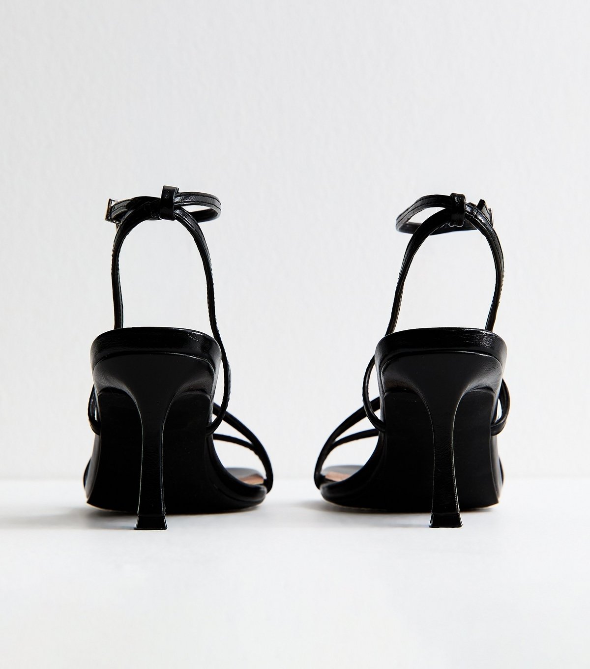 New Look Women's Black Faux Leather Square Toe Stiletto Sandals Vegan New Look - 4