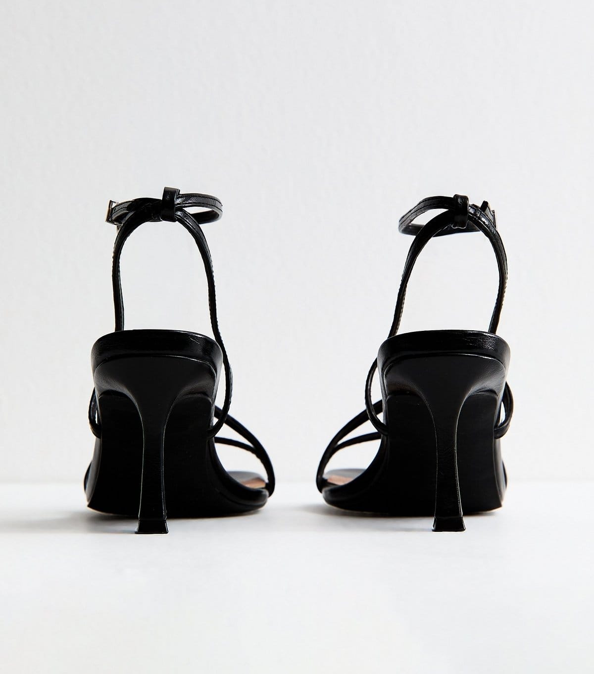 New Look Women's Black Faux Leather Square Toe Stiletto Sandals Vegan New Look - 4