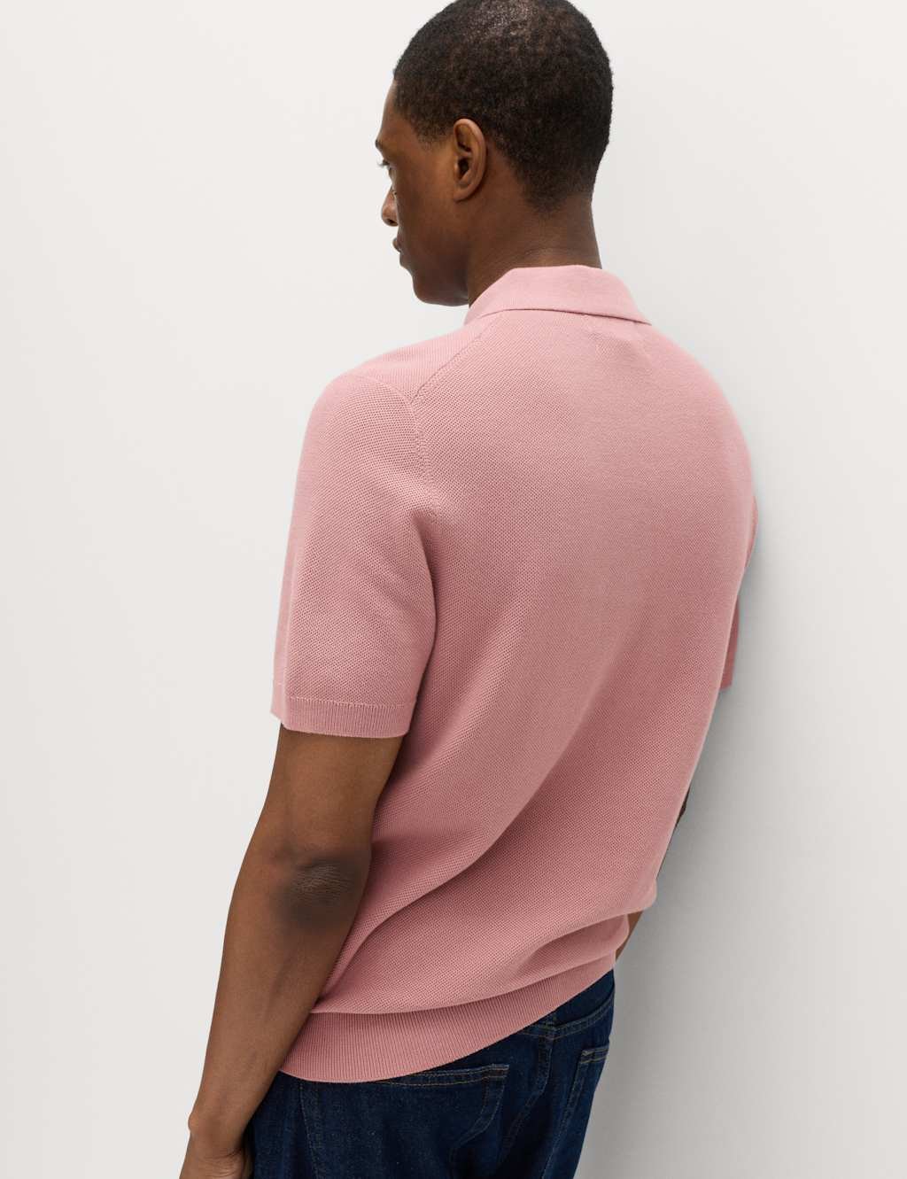 Marks & Spencer M&S Cotton Rich Regular Fit Knitted Polo Shirt Antique Rose - 2
