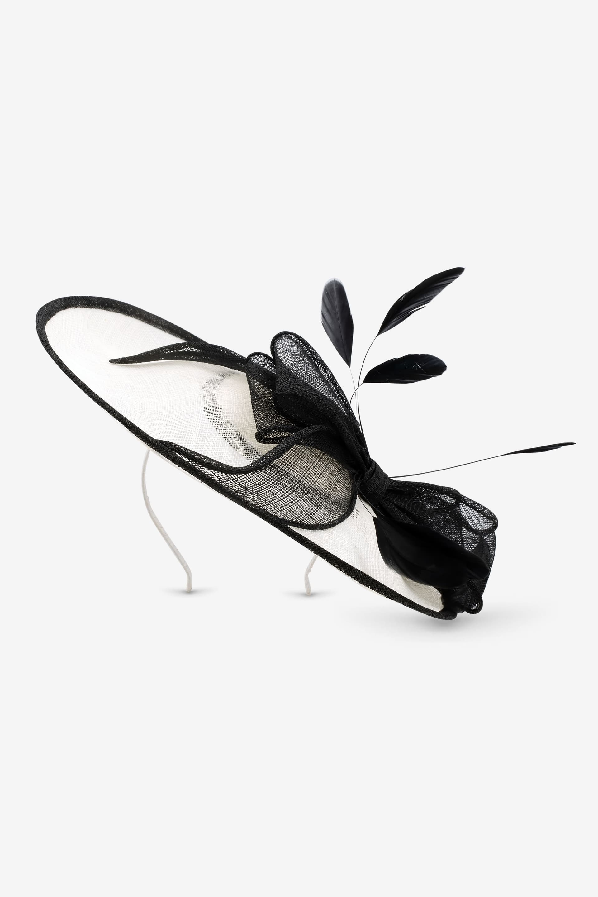 Jon Richard Jon Richard White Monochrome Bow Hat Fascinator