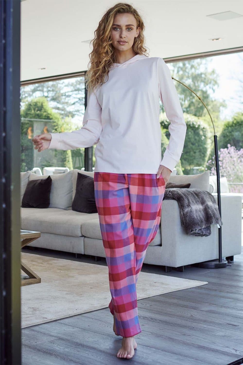 British Boxers British Boxers Women's "Coral Shire" Square Brushed Cotton Pyjama Trousers in Coral